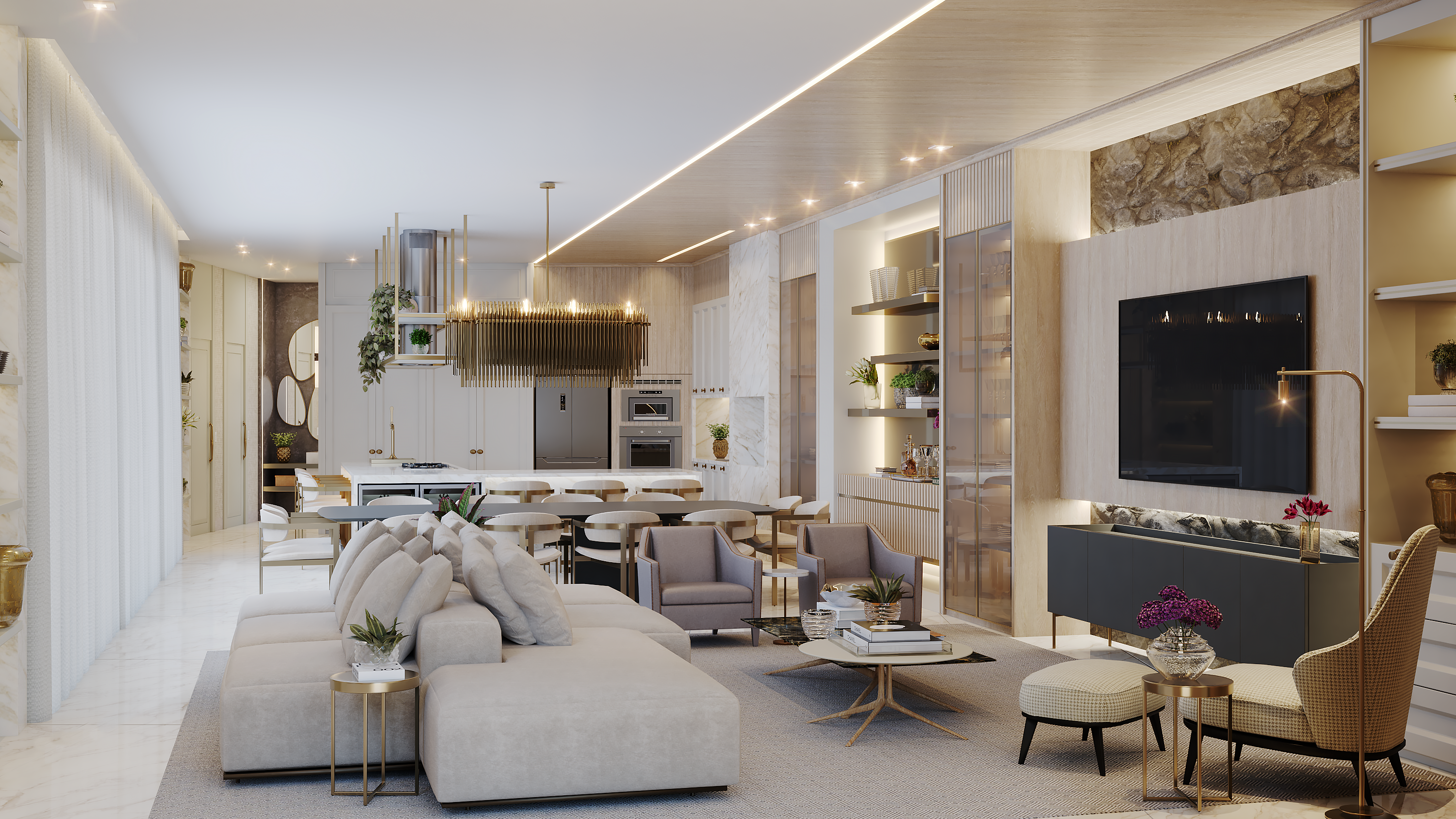 Render de espaço gourmet