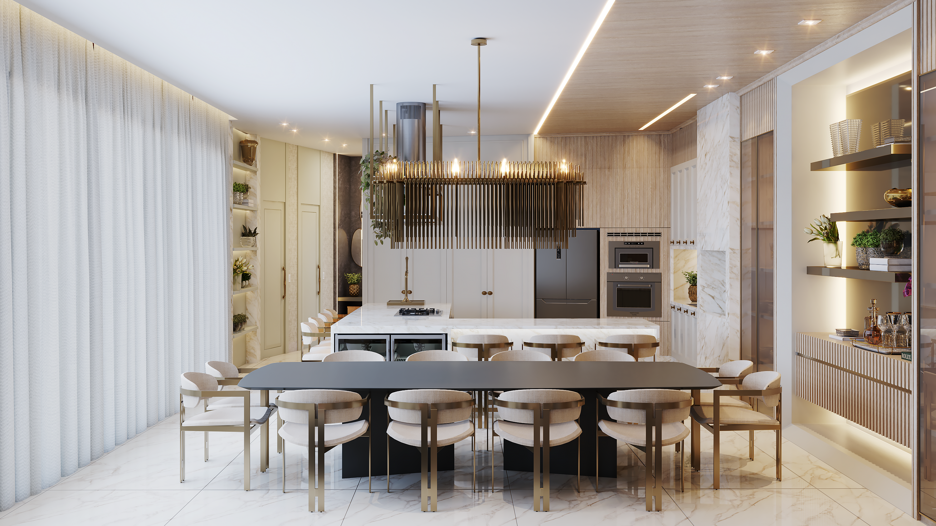 Render de espaço gourmet