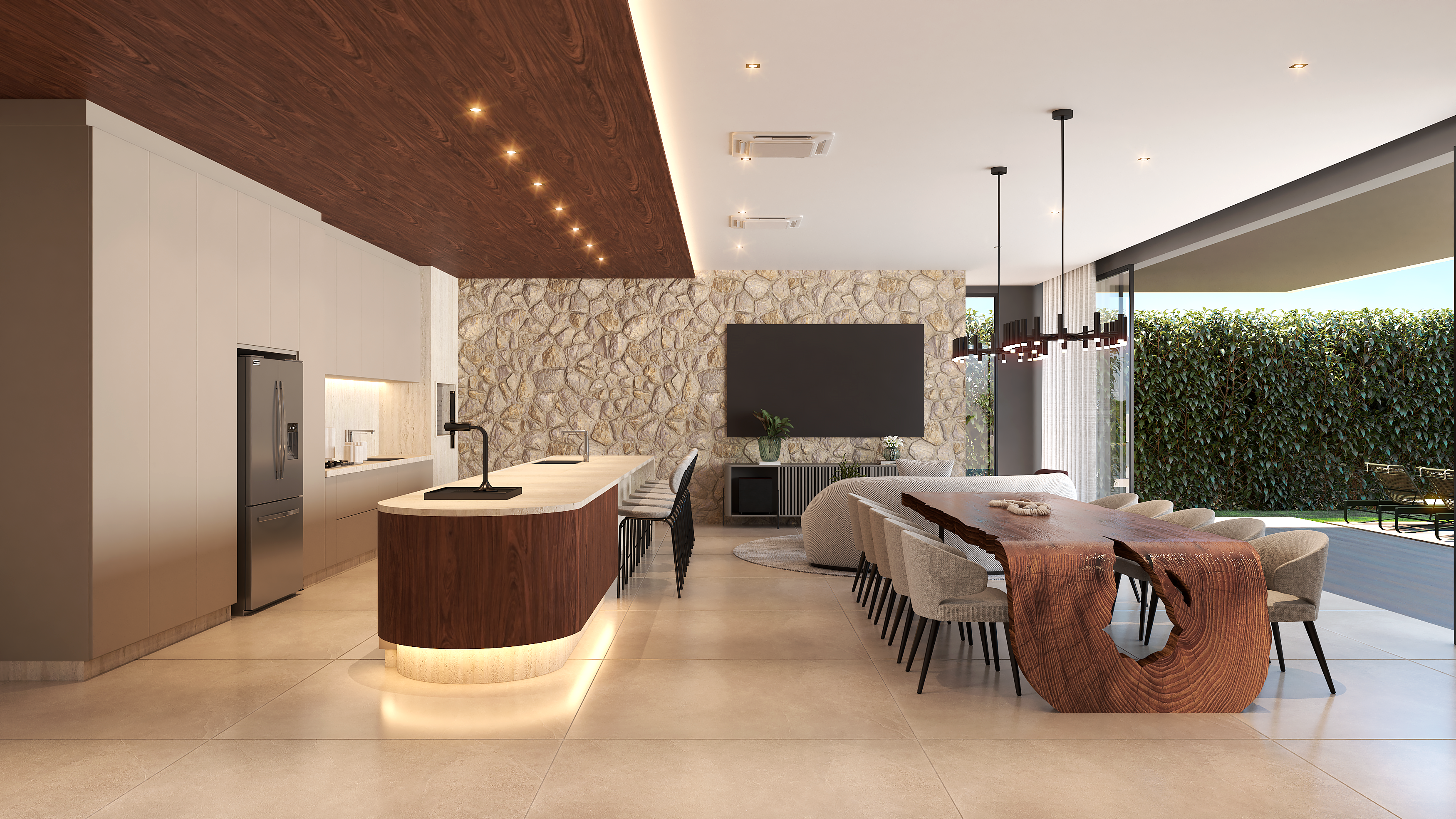 Render de espaço gourmet